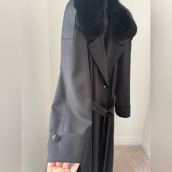 Vintage wool&fur trench coat - Picture 5 of 10